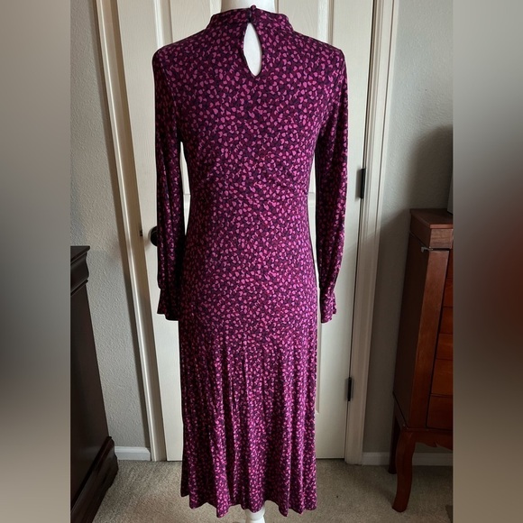 Boden A-Line Pink/Maroon Floral Dress w/Long Sleeves, Size 8p - Picture 8 of 10